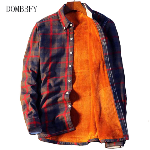 Plaid Shirt Men's Long Sleeve Winter Warm Thick Fleece Lining Shirt camisa masculina Casual Flannel Shirt Men Plus Size M-5XL ► Photo 1/6