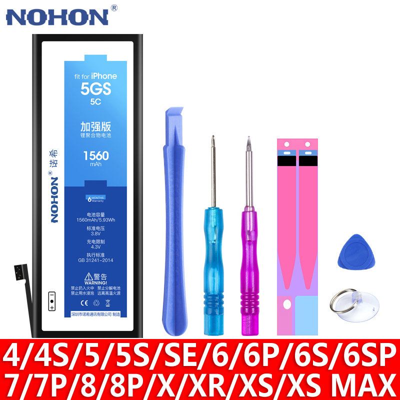 Price History Review On Nohon Battery For Apple Iphone 8 7 6s 6 S Plus Se 5s 5c X Xr Xs Max 4s 4 Original Bateria For Iphone6 6plus 6splus 7plus