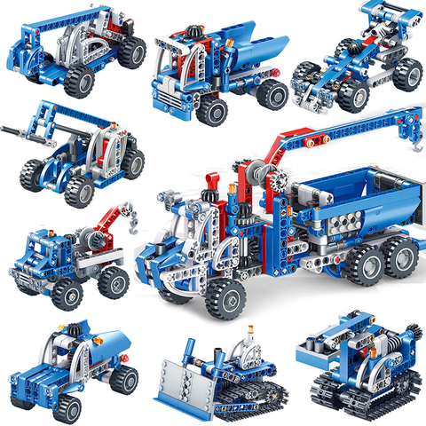 2 IN 1 compatible KAZI city gears mechanic engineering truck construct crane building blocks kits technic set ► Photo 1/6