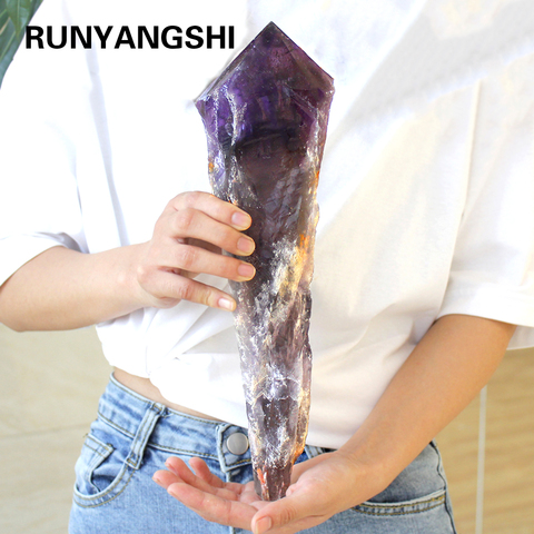 Super size Natural Amethyst Quartz Cluster Crystal Rod Point Specimen Scepter Super power Spirit Healing Gemstone energy ► Photo 1/6