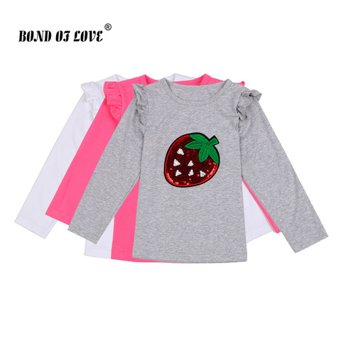 Kids Girls Long Sleeve Strawberry pattern Children's T-shirt Bottoming Shirt Spring and Summer Autumn T-shirt Children Clothes ► Photo 1/6