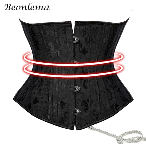 Beonlema Women Steel Bone Waist Trainer Underbust Corset Steampunk Gothic Clothing Black Corsets Belt Waist Slimming Corselet ► Photo 1/6