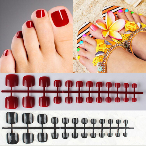 18 Colors Acrylic Full Cover Short Toenails False Nails Fake Nails Square Press on Foot Faux ongle Foot False Nails Art Tips ► Photo 1/6