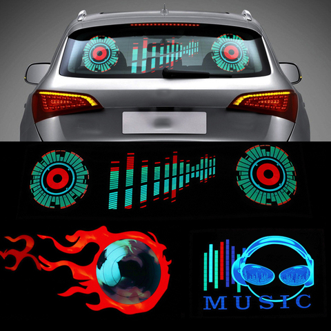 Niscarda Car Windshield LED Sound Activated Equalizer Neon EL Light Music Rhythm Flash Lamp Sticker Styling With Control Box ► Photo 1/6