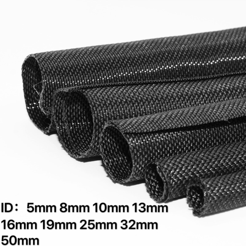3MM 4MM 6MM 8MM 10MM 12MM 16MM Flat PET Sleeves Braided Expandable Cable  Wire Snakeskin Sleeving
