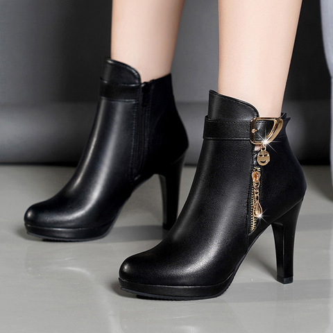 Boots Women Autumn Ankle Boots For Women Thin Heel Zipper Casual Female Shoes Leather Boots Botas Mujer 2022 ► Photo 1/5