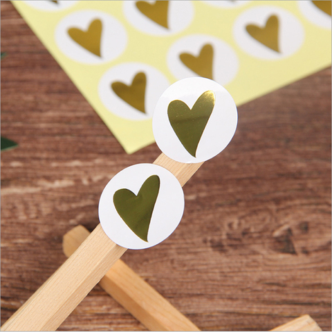 160pcs Golden Heart seal Stickers Round Baking Package Sticker Handmade Products DIY White Decoration Sticker ► Photo 1/5