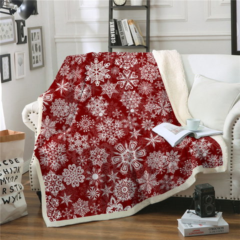 Snowflake Throw Blanket Sherpa Fleece Soft Warm Winter Red Blankets Xmas Christmas Gift Plush Bedspreads For Beds Sofa Car Cover ► Photo 1/6