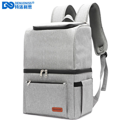 DENUONISS Cooler Bag Backpack Soft Large Double Layer Thermal Insulated Bag For Food Refrigerator Bag Beer Wine Picnic Bag ► Photo 1/6