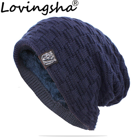 LOVINGSHA Men Winter Warm Hat For Women Unisex Adult Outdoor Wool Knitted Beanies Skullies New Casual Cap Cotton Hats HT144 ► Photo 1/6