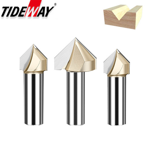 Tideway 90 Degrees V-type Woodworking Milling Cutter Carbide CNC Router Bit V Groove for Wood MDF Cutting Slotting Engraving ► Photo 1/6