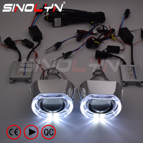 Sinolyn LED Angel Devil Eyes Lens Full Kit H4 H7 Headlight Lenses 2.5 HID Bi-xenon Projector Lens Car Lights Accessories Tuning ► Photo 1/6