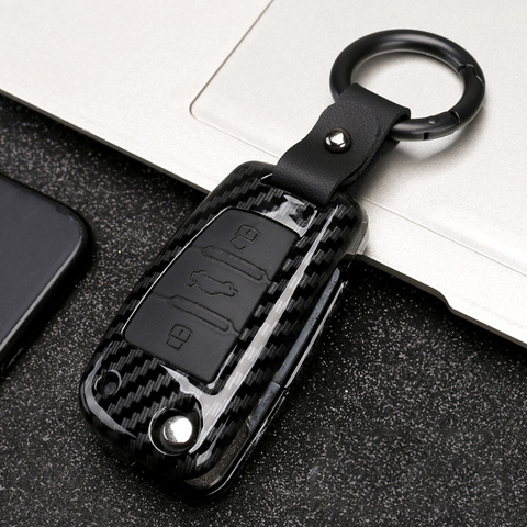 ABS Car Key Case Cover For Audi C6 A1 A3 C5 Q3 B6 B7 B8 A4 A5 A6 A7 A8 Q5 Q7 R8 TT S5 S6 S7 S8 SQ5 RS5 holder shell keychain ► Photo 1/6