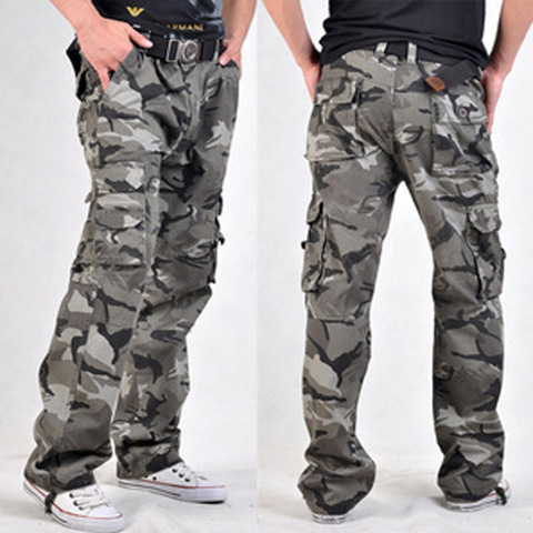 2022 Men's Fashion Casual Loose Multiple Bag Camouflage Pants Youth Cotton DP Cargo Trousers ► Photo 1/4