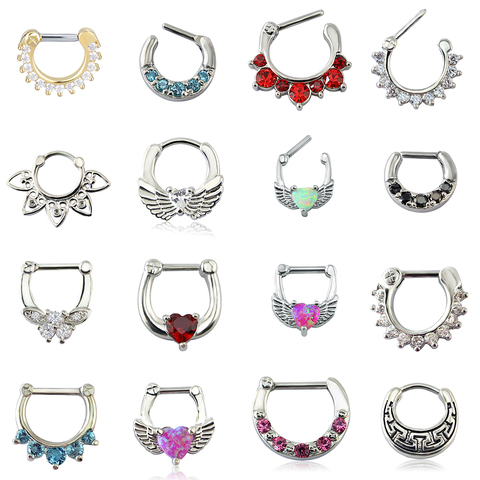 ZS 1 PC16G Indian Crystal Nose Rings With CZ for Women Opal Stone Septum Piercing Surgical Steel Nose Piercings Body Jewellery ► Photo 1/6