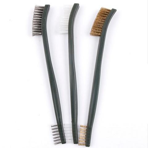 3 pcs Mini Wire Brush Set Steel Brass Nylon Cleaning Polishing Detail Metal Rust Brush ► Photo 1/6