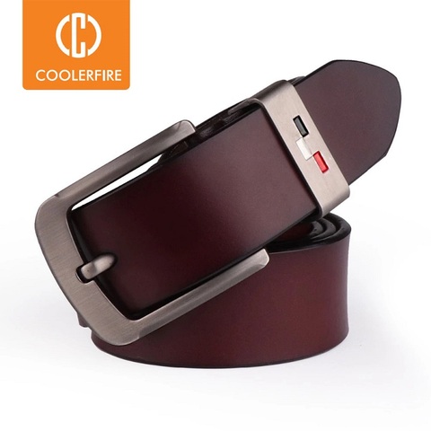 COOLERFIRE  New Men genuine leather belts high quality vintage style male strap classic jeans leather belts for men 051 ► Photo 1/6