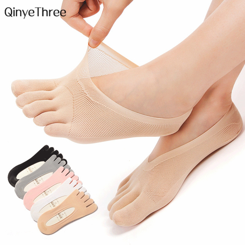 Women Summer Five-finger Socks Female ultrathin sock Funny Toe invisible sokken with silicone anti-skid breathable anti-friction ► Photo 1/6