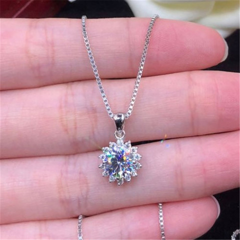 Sunflower Lab moissanite Diamond Pendant Real 925 Sterling Silver Charm Party Wedding Pendants Necklace For Women Bridal Jewelry ► Photo 1/5