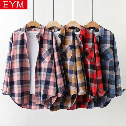 Elegant Design Women Blouse 2022 New Women's Plaid Shirt Tops Female Cotton Casual Blouses College Style Lady Clothes Blusas ► Photo 1/6