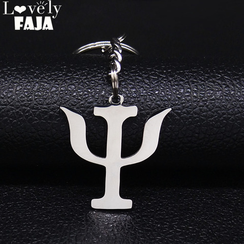 Simple Stainless Steel Greek Letter PSI Symbol Silver Color Keychains Jewery Psychology Kettings Gift llaveros para mujer B646S0 ► Photo 1/6