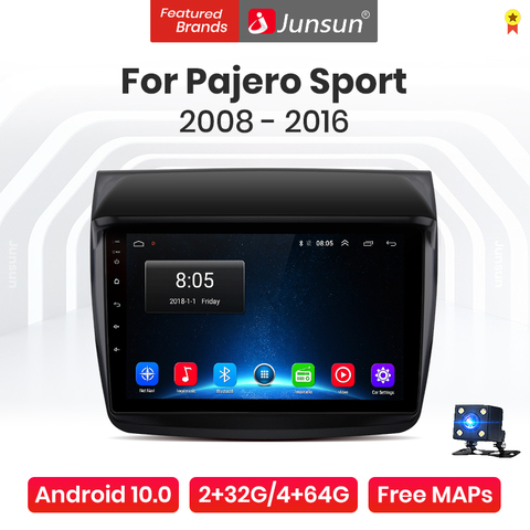 Junsun V1 Pro 4G CarPlay Android 10 4G+64G Car Radio Player For Mitsubishi Pajero Sport 2 L200 Triton 2008-2016 GPS no 2 din dvd ► Photo 1/6