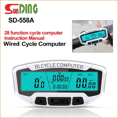 Sunding Bicycle Computer Wired Stopwatch Bicycle Speedometer Digital Odometer Stopwatch Rainproof LCD Backlight Cycling Computer ► Photo 1/6