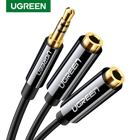 UGREEN 3.5mm Y Audio Jack Splitter Extension AUX Cable Headphone 3.5mm Male to 2 Port 3.5 Female for iPad PC MP3 Players Adapter ► Photo 1/6
