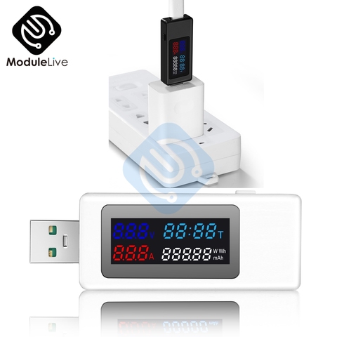 New DC 4V-30V USB Current Voltage Timing Power Capacity Electric Quantity Tester LCD Display 0-6.5A Voltmeter Ammeter Indicator ► Photo 1/6