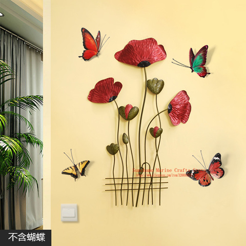 Creative Hanging Wall Mural Solid Iron Flower Pendant Wall Modern Living Room 3D Sticker Wall Decoration Aisle Porch Ornaments ► Photo 1/6