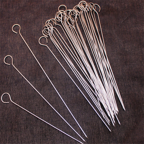 10pcs meat goose Round Roast Skewers Stick Stainless Steel BBQ Needle Barbeque Skewers Kitchen Utensils Outdoor Camping Picnic ► Photo 1/6