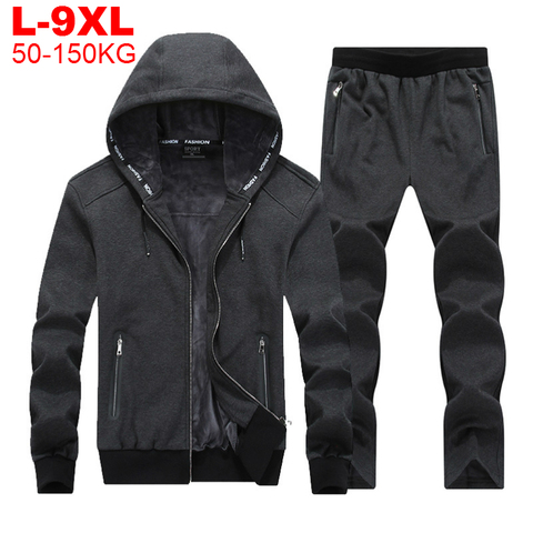 Winter Thick Men Sports Suit Tracksuit Hooded Sportswear Zipper Sweats Suits Hooded Mens Tracksuits Pants Fleece Warm Sets Male ► Photo 1/6