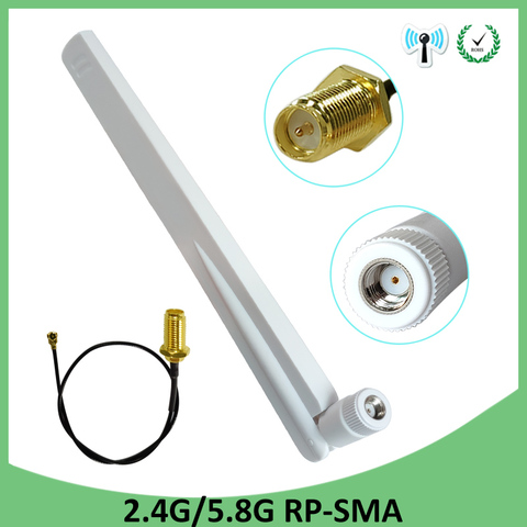 2.4GHz 5GHz 5.8Ghz wifi Antenna 5dBi RP-SMA Connector Dual Band 2.4G 5G 5.8G wifi Antenna aerial SMA female Pigtal extral cable ► Photo 1/6