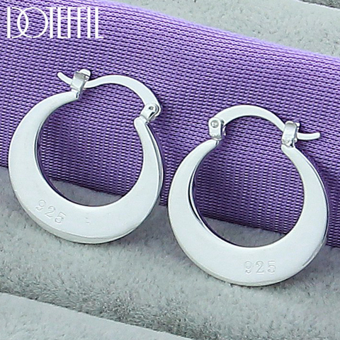 DOTEFFIL 925 Sterling Silver Sickle Hoop Earrings For Woman Wedding Engagement Party Fashion Charm Jewelry ► Photo 1/4