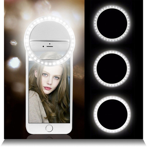 Selfie LED Ring Flash Lumiere Telephone Portable LED Mobile Phone Light Clip Lamp For iPhone xr telefoon lens lampka do telefonu ► Photo 1/6