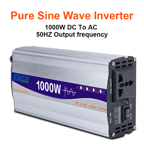 1000W Pure Sine Wave Power Inverter DC 12V/ 24V To AC 220V Converte LED Display Portable Car Inverter ► Photo 1/6