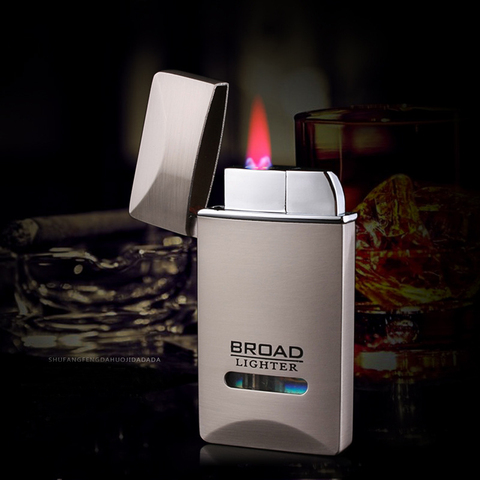 Torch Turbo Windproof Pipe Lighter Ultra-Thin Compact Metal Long Stripe Jet Straight Fire Gas Butane Cigarettes Pocket Lighters ► Photo 1/6