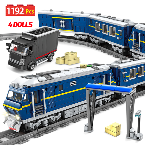 New City Train Power-Driven Rail Electric Train Track Car Bricks Creator Technic Train Station Building Blocks Toys for Children ► Photo 1/6