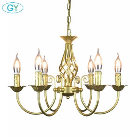 Vintage Wrought Iron Chandelier E14 Candle hanging Light Lamp Bronze Metal LED home Lights Fixture modern iron lustre promotiom ► Photo 1/6