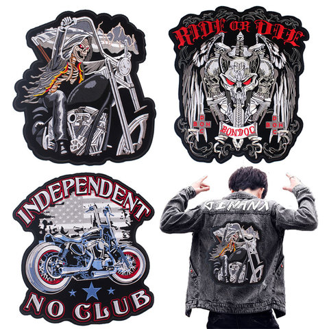 Large Skull Motorcycle Biker Patches For Clothing Big Embroidered Patches On Clothes Applique Stripes For Jackets Back Badge ► Photo 1/6