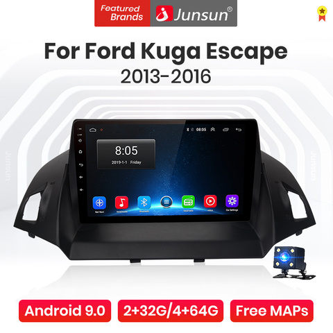 Junsun V1 Pro Android 10.0 AI Voice Control Car Radio Player For Ford Kuga Escape 2013-2016 GPS Navigation no 2din autoradio ► Photo 1/6