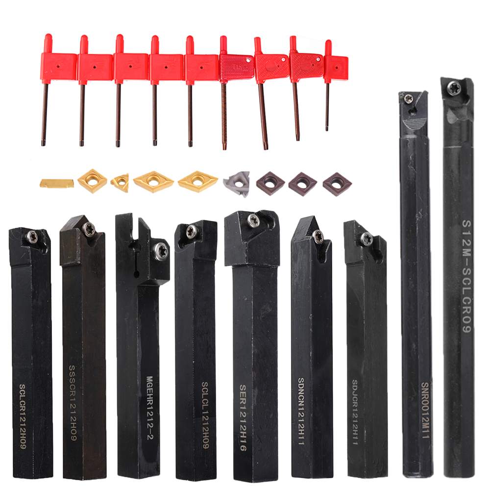 9Pcs/Set Turning Tool Holder Set 12mm Shank Lathe Boring Bar With Carbide Inserts  For Semi Finishing and Finishing Operations ► Photo 1/6