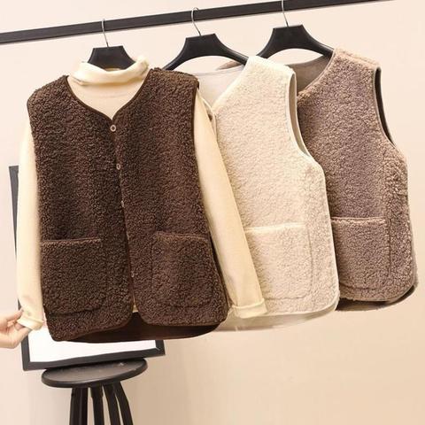 Vests 2022 Spring Autumn Vest Women Waistcoat Winter Thermal Warm Thick Fleece Vests Women Sleeveless Jacket Ladies Waistcoat ► Photo 1/6