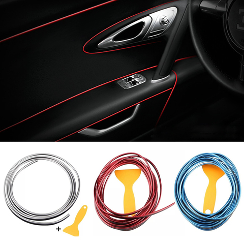 5M Interior Decoration Strip Line Moulding Trim Door Dashboard Edge Universal Auto Chrome Strip Tool DIY Car Styling Accessories ► Photo 1/6