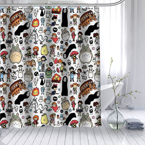 New Arrival Totoro Anime Shower Curtain Polyester Fabric High Defintion Print Bathroom Curtain Waterproof 12 Hook Bath Curtain ► Photo 1/6