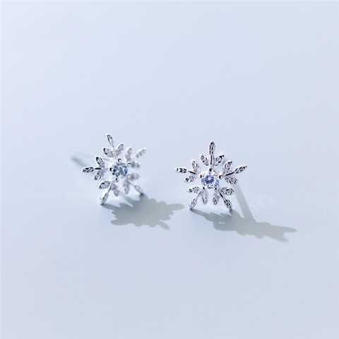 Original Snowflake Simple Gift 925 Sterling Silver Temperament Personality Fashion Female Stud Earrings SEA320 ► Photo 1/6