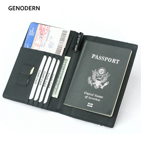 2022 Carbon Fiber Microfiber RFID Passport Cover Leather  Elastic Band Travel Document Wallet  ID Bag Passport Holder ► Photo 1/6