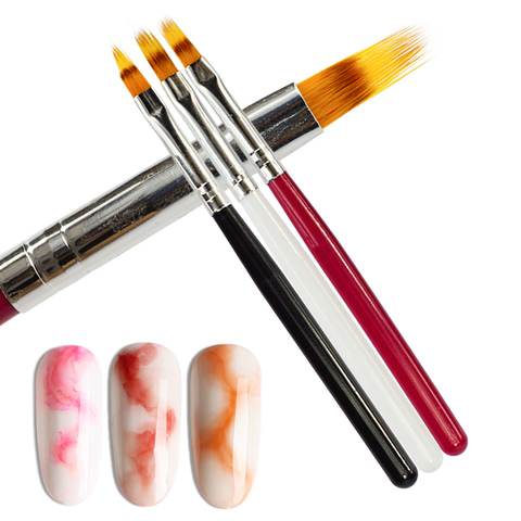 1pcs Nail Brush Pen UV Gel Gradient Bloom Nail Art Painting Wood Handle Nylon Hair Black White Red Draw Manicure Nail Tool JI285 ► Photo 1/6