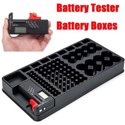 Battery Storage Organizer Holder With Tester - Battery Rack Case