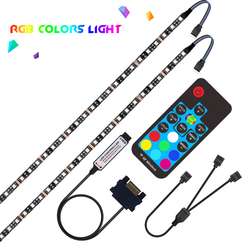 DC 12V RGB 5050 LED Strip For Led PC Case Computer SATA rgb Ribbon Tape 1M 2M,17Key RF SATA LED Controller Flexible Strip Light ► Photo 1/6